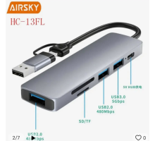 Airsky Hc13Fl 5 İn 1 Usb Type-C 2 İn 1 Çevirici