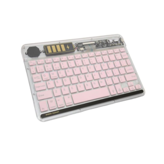 toptan-xml-dropshipping-ZR612 Rgb Şeffaf Pembe Bluethooth Klavye