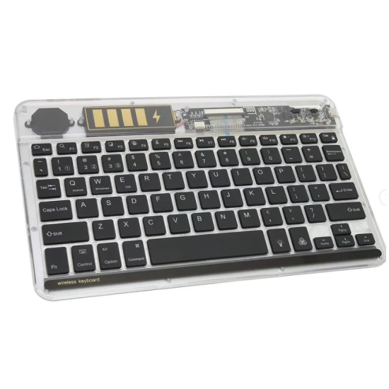 toptan-xml-dropshipping-ZR612 Rgb Şeffaf Siyah Bluethooth Klavye