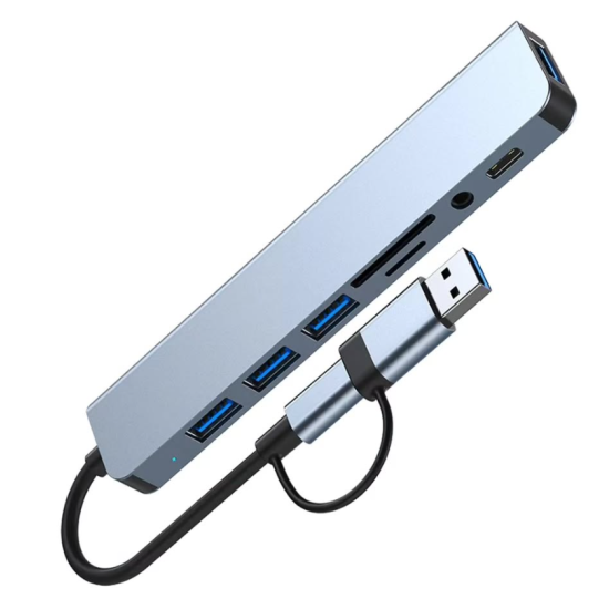 toptan-xml-dropshipping-Byl 2218Tu Support 8 İn 1 Type-C Usb Çevirici