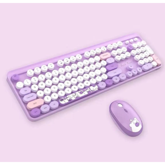 Hello Bear Mor Klavye Mouse Set