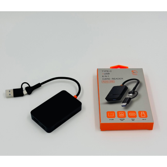 toptan-xml-dropshipping-ZR783 Ads-316 Type-C + Usb 8 İn 1 Card Reader 5Gbps