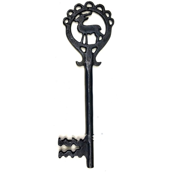 toptan-xml-dropshipping-Geyik Figürlü Dekoratif Anahtar 250x80 mm - Büyük Boy Vintage Rustik Mobilya Sandık Aksesuar Süs