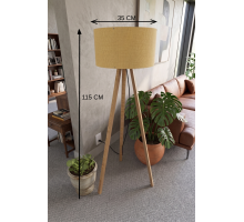 3 Ayaklı Tripod Lambader Hardal Kumaş Başlık