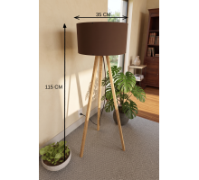 3 Ayaklı Tripod Lambader Kahverengi Kumaş Başlık