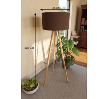 3 Ayaklı Tripod Lambader Kahverengi Kumaş Başlık