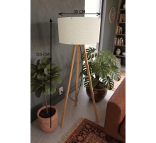 3 Ayaklı Tripod Lambader Krem Kumaş Başlık