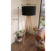 3 Ayaklı Tripod Lambader Siyah Kumaş Başlık