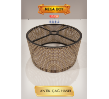 Antik Çağ Hasır Lambader Başlığı 35 CM Mega Boy