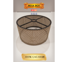 Antik Çağ Hasır Lambader Başlığı 35 CM Mega Boy