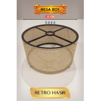 Retro Hasır Lambader Başlığı 35 CM Mega Boy
