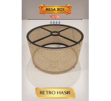 Retro Hasır Lambader Başlığı 35 CM Mega Boy