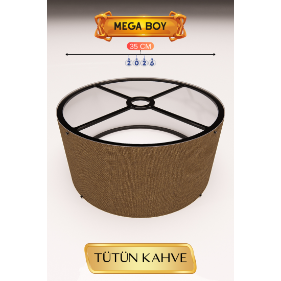 Tütün Kahve Lambader Başlığı 35 CM Mega Boy