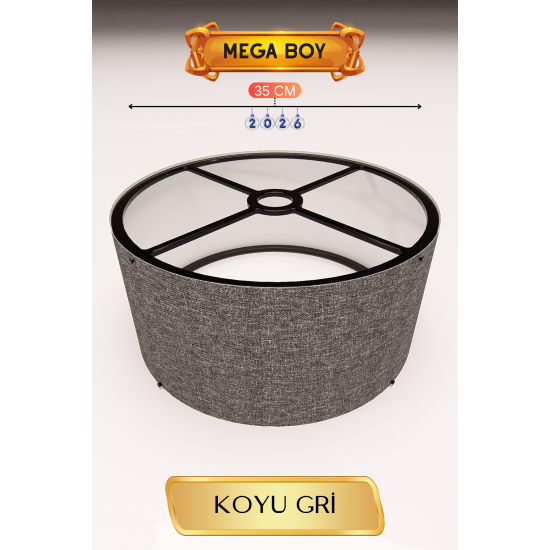 Koyu Gri Lambader Başlığı 35 CM Mega Boy