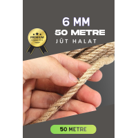 6 MM 50 Metre Jüt Halat Dekoratif Hasır İp Urgan Süs