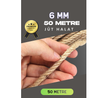 6 MM 50 Metre Jüt Halat Dekoratif Hasır İp Urgan Süs