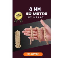8 MM 50 Metre Jüt Halat Dekoratif Hasır İp Urgan Süs