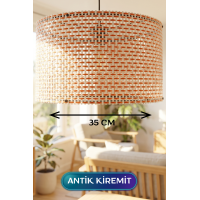 Antik Kiremit Hasır Kumaş Başlıklı Sarkıt Avize 35 CM