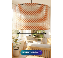Antik Kiremit Hasır Kumaş Başlıklı Sarkıt Avize 35 CM