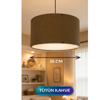 Tütün Kahve Kumaş Başlıklı Sarkıt Avize 35 CM