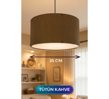 Tütün Kahve Kumaş Başlıklı Sarkıt Avize 35 CM