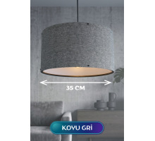 Koyu Gri Kumaş Başlıklı Sarkıt Avize 35 CM