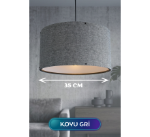 Koyu Gri Kumaş Başlıklı Sarkıt Avize 35 CM
