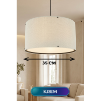 Krem Kumaş Başlıklı Sarkıt Avize 35 CM