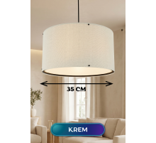 Krem Kumaş Başlıklı Sarkıt Avize 35 CM