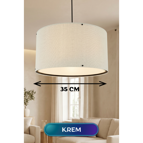 Krem Kumaş Başlıklı Sarkıt Avize 35 CM