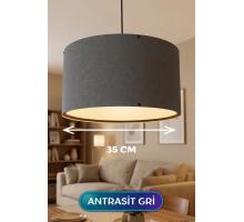 Antrasit Gri Kumaş Başlıklı Sarkıt Avize 35 CM