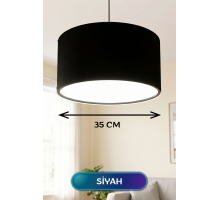 Siyah Kumaş Başlıklı Sarkıt Avize 35 CM