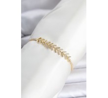 Pirinç Gold Renk Zirkon Taşlı Çavuş Model Su Yolu Kadın Bileklik