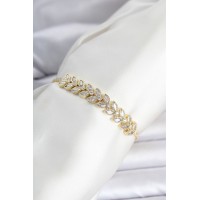 Pirinç Gold Renk Başak Model Su Yolu Kadın Bileklik TJ-BB8474