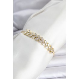 Pirinç Gold Renk Başak Model Su Yolu Kadın Bileklik TJ-BB8474