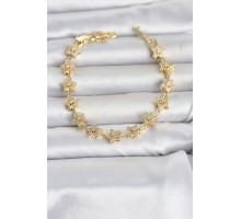 Pirinç Gold Renk Zirkon Taşlı Sıralı Yıldız Model Kadın Bileklik TJ-BB8493