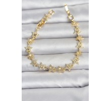 Sıralı Yıldız Model Zirkon Taşlı Gold Renk Pirinç Kadın Bileklik TJ-BB8496