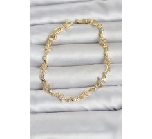 Pirinç Gold Renk Zirkon Taşlı Ay ve Yıldız Model Kadın Bileklik TJ-BB8500