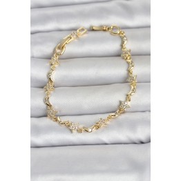 Pirinç Gold Renk Zirkon Taşlı Ay ve Yıldız Model Kadın Bileklik TJ-BB8500