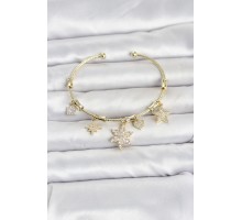 Pirinç Gold Renk Lotus Detay Charmlı Kadın Bileklik TJ-BB8503