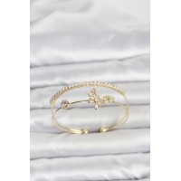 Pirinç Gold Renk Kelebek Model Kadın Bileklik TJ-BB8505