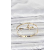 Pirinç Gold Renk Kelebek Model Kadın Bileklik TJ-BB8505
