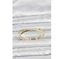 Pirinç Gold Renk Zirkon Taşlı ve Dorika Model Kadın Bileklik TJ-BB8507