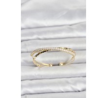 Pirinç Gold Renk Zirkon Taşlı ve Dorika Model Kadın Bileklik TJ-BB8507