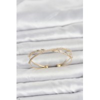 Pirinç Gold Renk Baget Zirkon Taşlı Kadın Bileklik TJ-BB8509