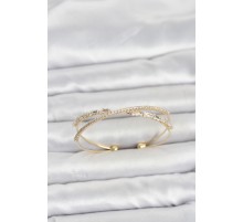 Pirinç Gold Renk Baget Zirkon Taşlı Kadın Bileklik TJ-BB8509