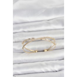 Pirinç Gold Renk Baget Zirkon Taşlı Kadın Bileklik TJ-BB8509
