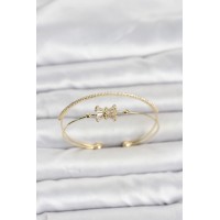 Pirinç Gold Renk Baget Zirkon Taşlı Objeli Kadın Bileklik TJ-BB8515