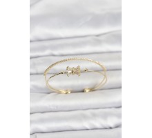 Pirinç Gold Renk Baget Zirkon Taşlı Objeli Kadın Bileklik TJ-BB8515