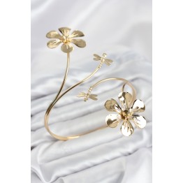 Pazu Bileklik Gold Renk Pirinç Çiçek Model TJ-BB8563